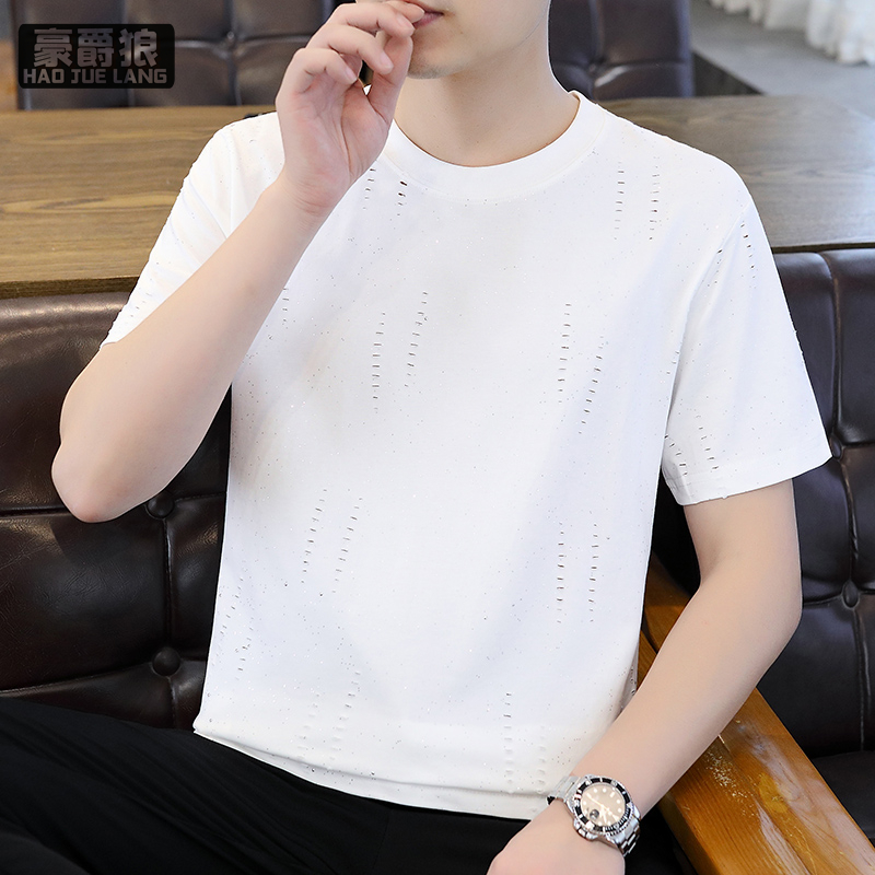 11669728.满天星短袖男夏季潮牌休闲痞帅t恤半袖男款新款男士夏装上衣