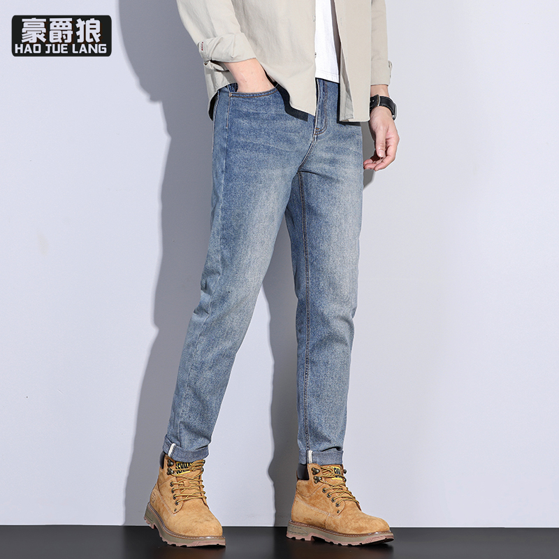 11669695.高端阔腿牛仔裤男春秋季宽松直筒休闲长裤中年爸爸春秋百搭裤子