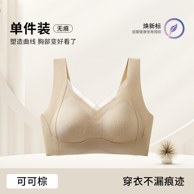 11670069.婷美【莫代尔+桑蚕丝】提拉聚拢上托防垂收副乳无钢圈背心文胸