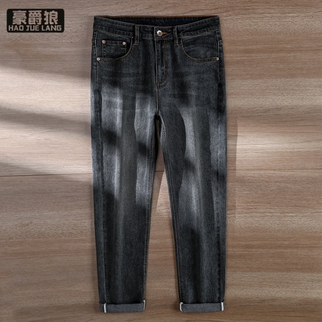 11669695.高端阔腿牛仔裤男春秋季宽松直筒休闲长裤中年爸爸春秋百搭裤子