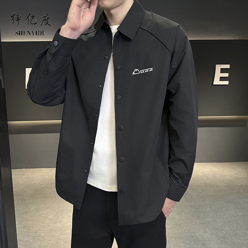 11669939.衬衫式外套男2024秋季新款潮流港风宽松大码长袖开衫衬衣夹克