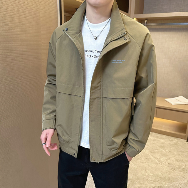 11669762.男装夹克2025春季新款立领时尚百搭工装上衣宽松休闲男士外套