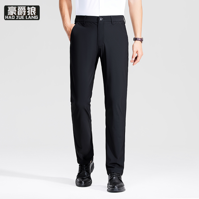 11669708.档高腰男士宽松夏季凉感休闲裤薄款弹力修身直筒新款裤子男