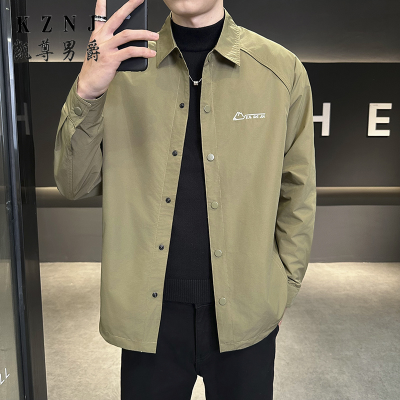11669751.衬衫式外套男2024秋季新款潮流港风宽松大码长袖开衫衬衣夹克