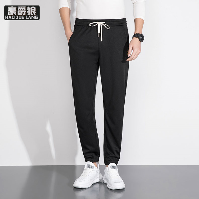 11676265.春夏季运动卫裤子男士宽松百搭束脚针织新款潮流休闲长裤男