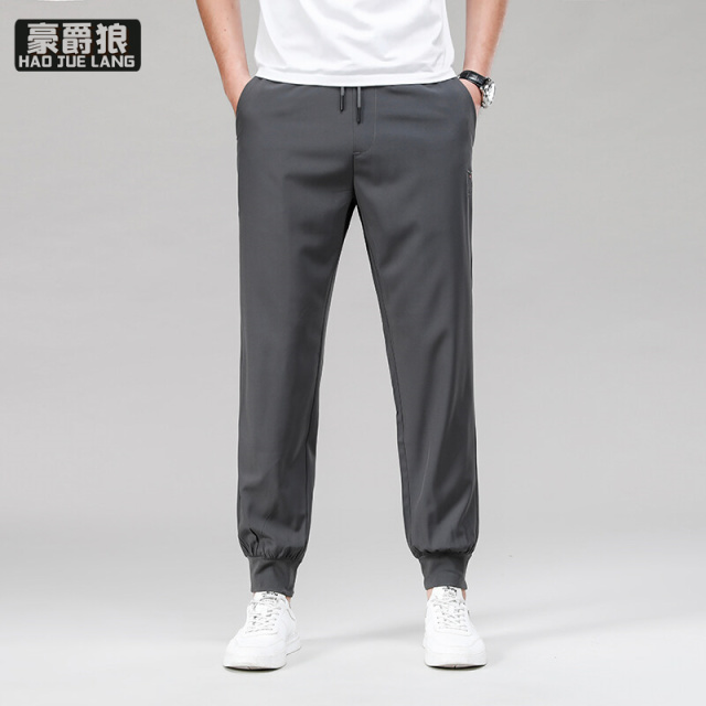 11676263.春夏季男士轻薄运动休闲裤修身松紧带束脚裤弹力长裤