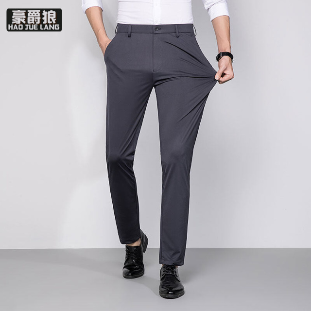 11676287.新款男士商务休闲裤男夏季薄款抗皱西裤直筒长裤子男