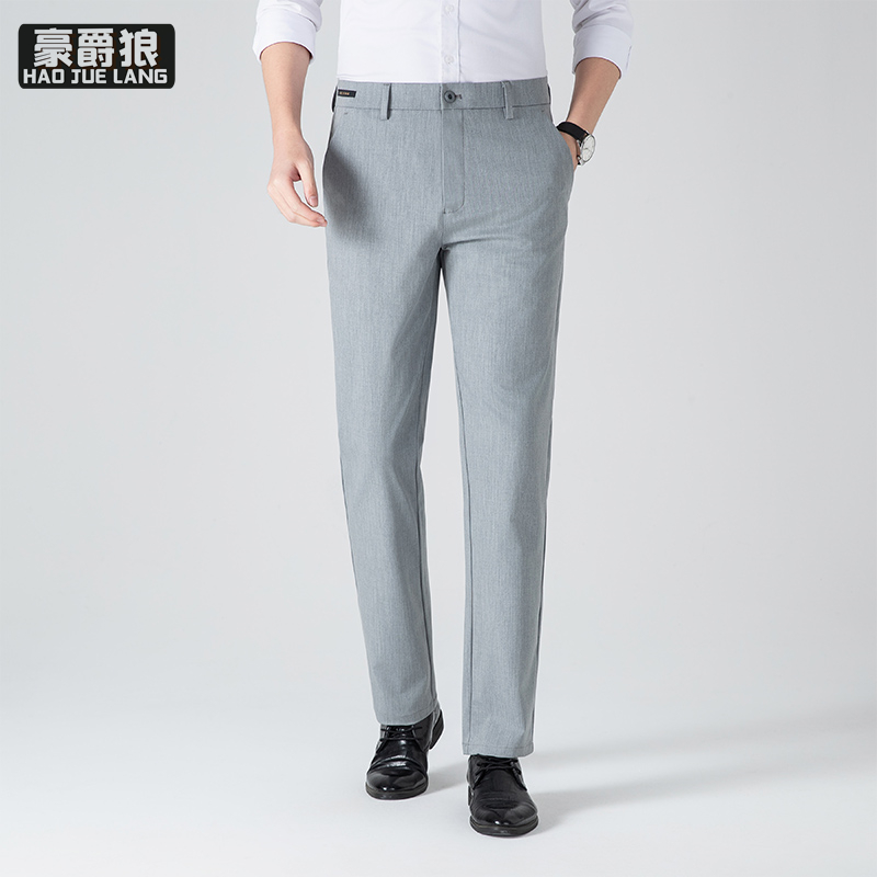 11676290.男士休闲高级感轻商务西裤春夏新款修身直筒弹力长裤