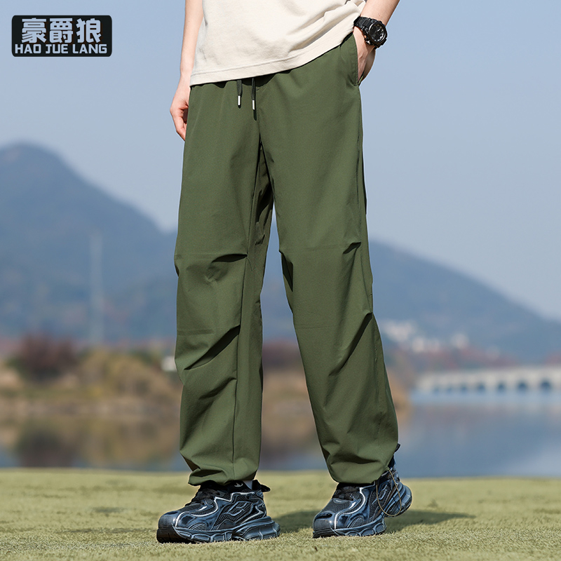 11676299.美式休闲裤子男款春秋高街vibe直筒工装裤褶皱设计感垂感工装裤
