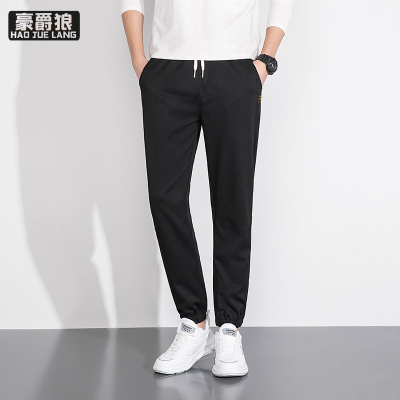 11676265.春夏季运动卫裤子男士宽松百搭束脚针织新款潮流休闲长裤男