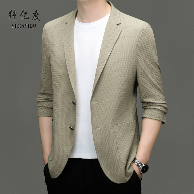 11677706.单层男士西装夏季冰丝西服男轻薄款休闲单西外套
