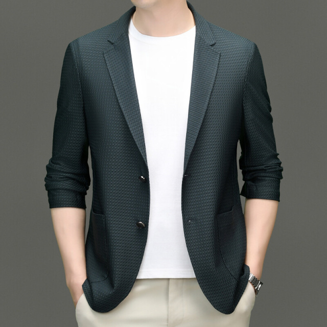 11677616.单层男士西装夏季冰丝西服男轻薄款休闲单西外套
