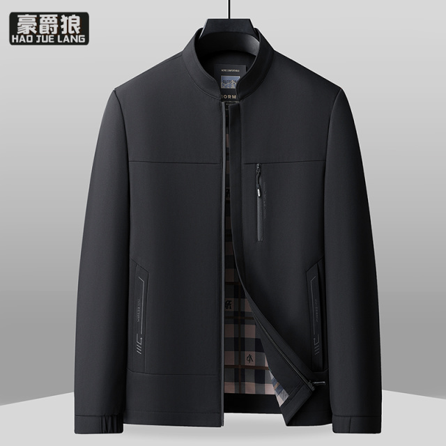 11681927.春季行政夹克衫男中青年立领纯色简约商务休闲百搭外套