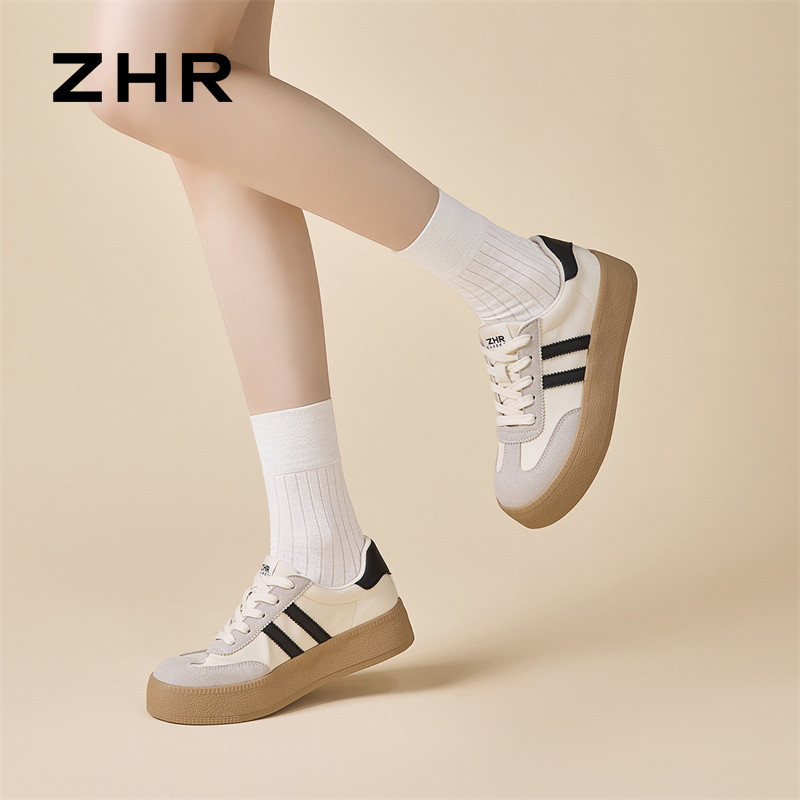 12735281.【ZHR则则】德训鞋圆头系带厚底女鞋[雨伞布+PU]