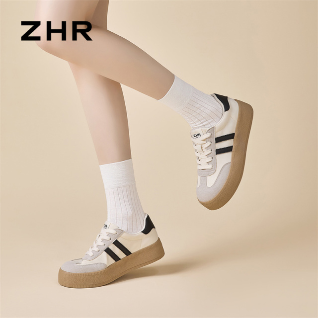 12735281.【ZHR则则】德训鞋圆头系带厚底女鞋[雨伞布+PU]