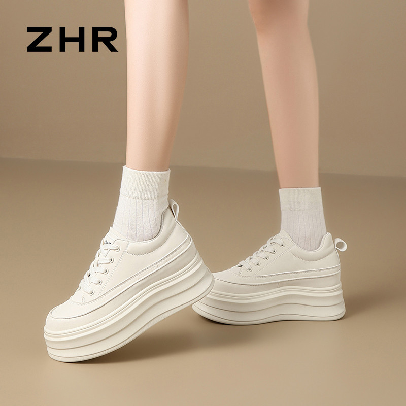 12735277.【ZHR则则】休闲内增高圆头系带厚底女鞋[PU]