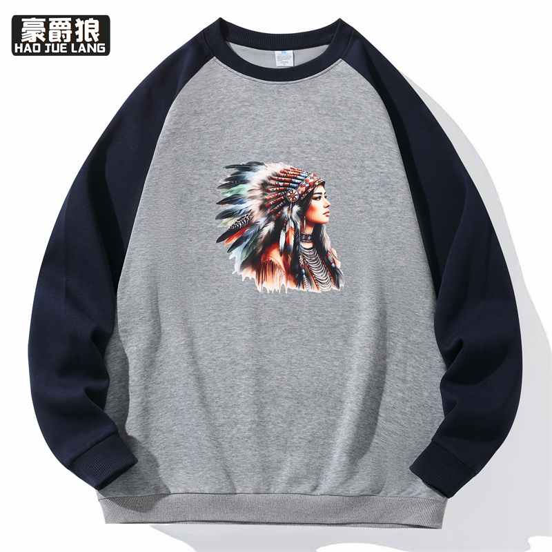 11693972.撞色插肩长袖t恤男春秋季宽松百搭休闲打底衫卫衣ins潮牌