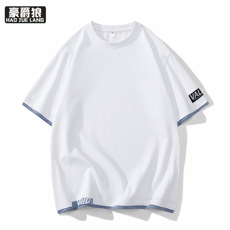11693940.夏季青少年男士纯棉圆领短袖T恤ins潮宽松休闲体恤衫