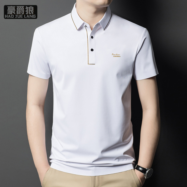 11693906.夏季新款冰丝翻领短袖t恤男士商务男装衫凉感速干百搭上衣