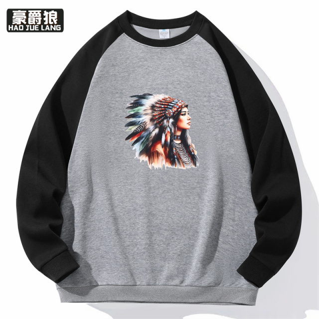 11693972.撞色插肩长袖t恤男春秋季宽松百搭休闲打底衫卫衣ins潮牌