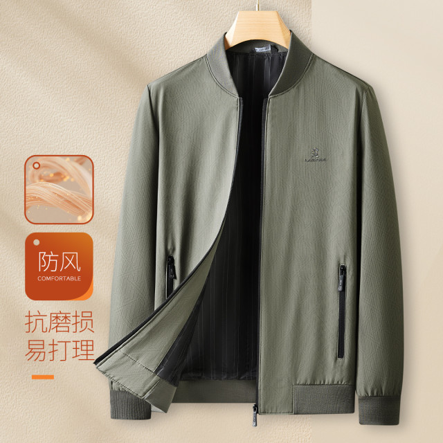 11698901.【防风抗磨损&易打理】高周波暗纹棒球领外套男士夹克