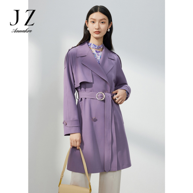 11708528.JZ玖姿休闲轻松感风衣女装2023春季新款纯色职业通勤外套