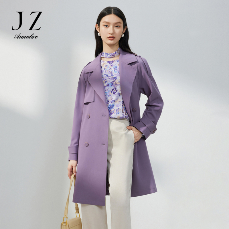 11708528.JZ玖姿休闲轻松感风衣女装2023春季新款纯色职业通勤外套