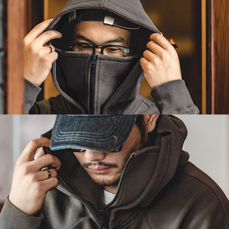 13153243.马登工装美式重磅高领拉链卫衣面罩连帽衫vibe风高街机能外套男服饰