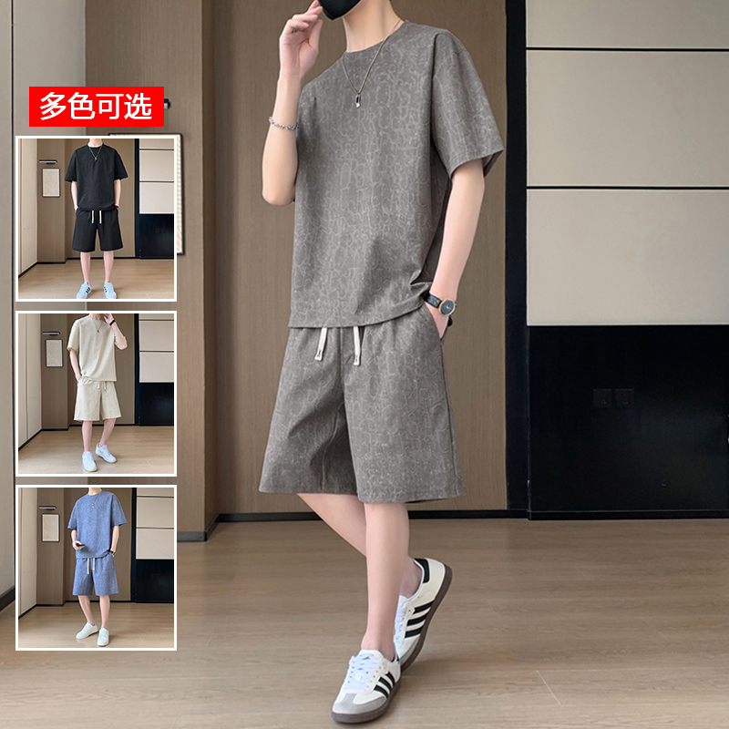 11714113.衣仕梵夏季新款男款简约短袖青少年休闲运动套装【衣仕梵男装XJ】