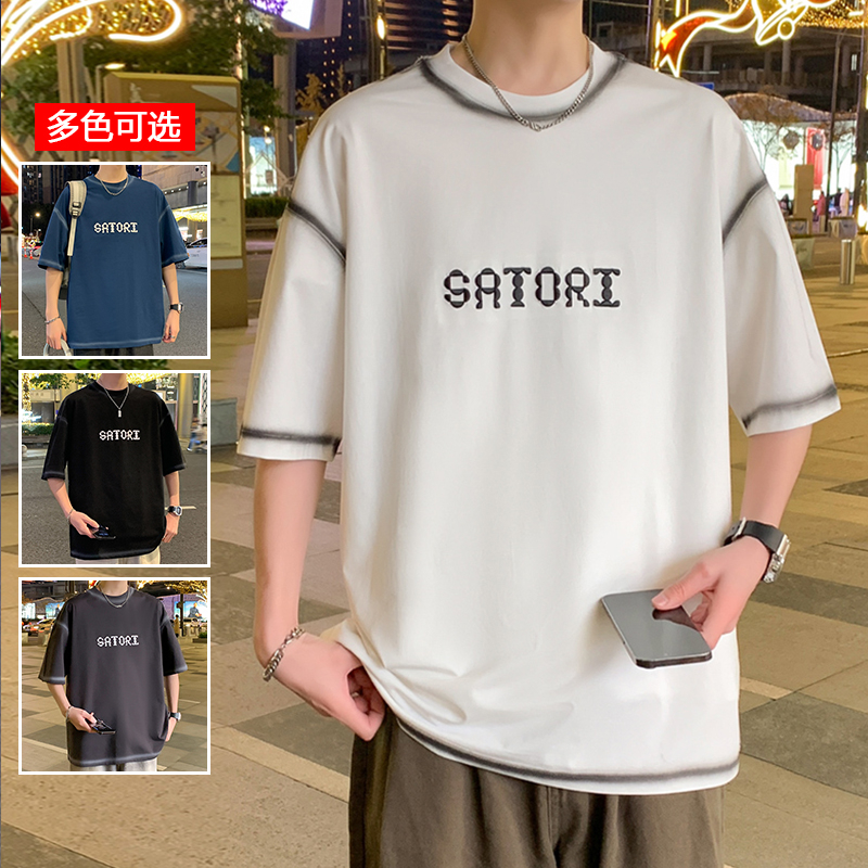 11714098.衣仕梵夏季新款男款拼接字母潮流百搭短袖T恤【衣仕梵男装XJ】