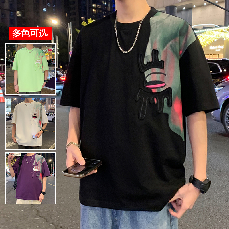 11714091.衣仕梵夏季新款男款潮流设计感拼接百搭短袖T恤【衣仕梵男装XJ】