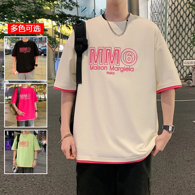 11717470.衣仕梵夏季新款男款假两件字母潮流百搭短袖T恤【衣仕梵男装XJ】