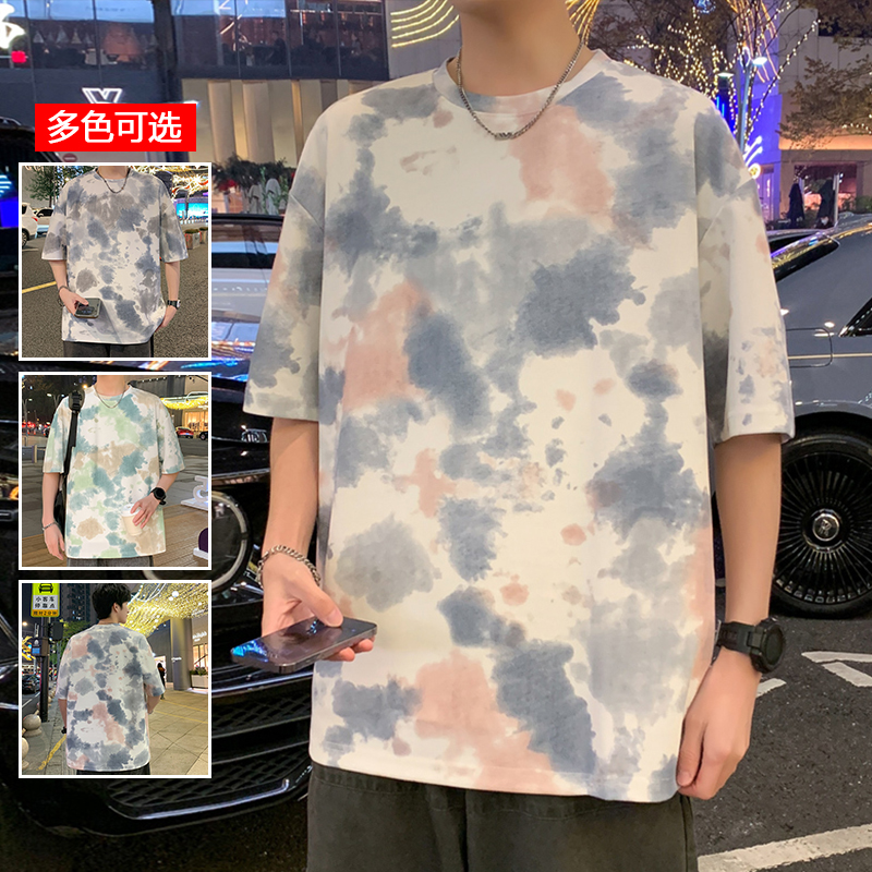 11714066.衣仕梵夏季新款男款扎染印花潮牌青少年圆领短袖T恤【衣仕梵男装XJ】