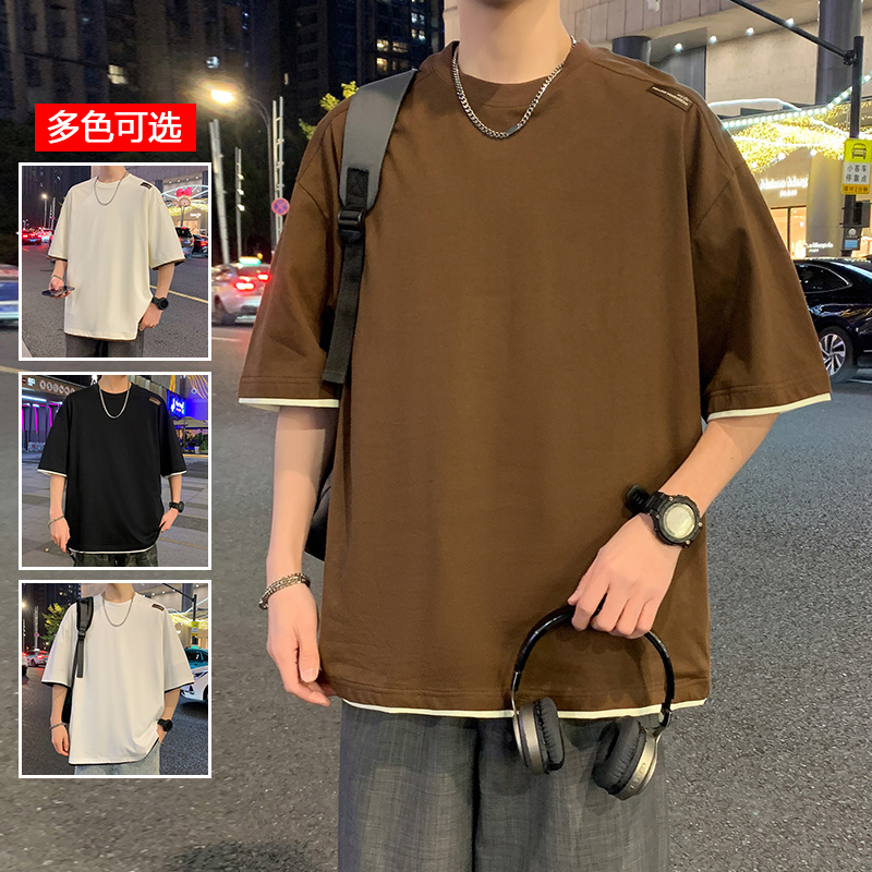 11717389.衣仕梵夏季新款男款假两件简约潮流百搭短袖T恤【衣仕梵男装XJ】