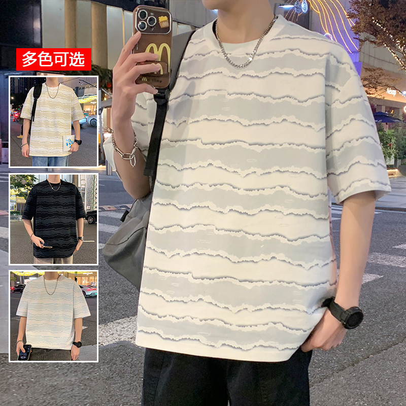 11714069.衣仕梵夏季新款男款粗条纹潮流百搭短袖T恤【衣仕梵男装XJ】