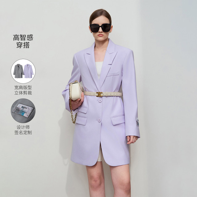 11740467.2025春款极简通勤直筒垫肩中长配腰带西装外套女时尚西服