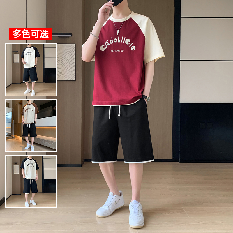 11714072.衣仕梵夏季新款男款插肩短袖休闲运动套装【衣仕梵男装XJ】