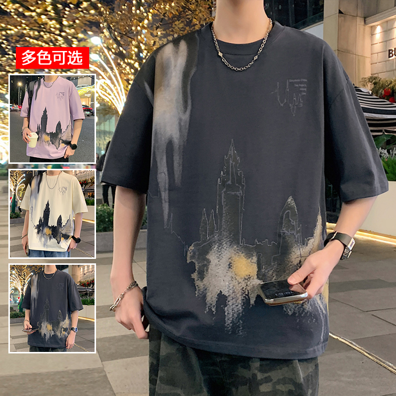 11714095.衣仕梵夏季新款男款潮流复古做旧百搭短袖T恤【衣仕梵男装XJ】