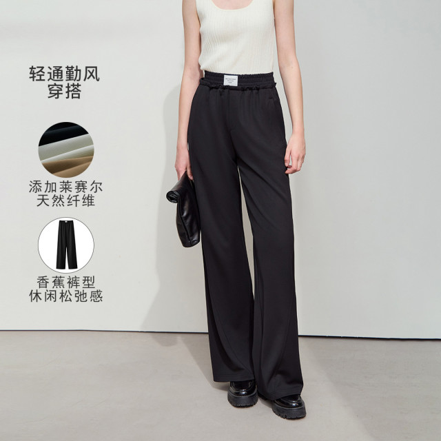 11740562.【有趣极简】2025春款休闲百搭通勤橡筋腰微弹直筒休闲长裤女