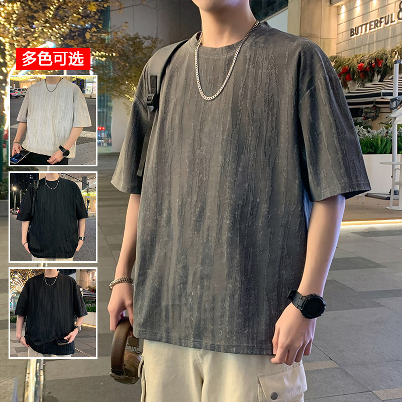 11714067.衣仕梵夏季新款男款纹理感潮流百搭短袖T恤【衣仕梵男装XJ】