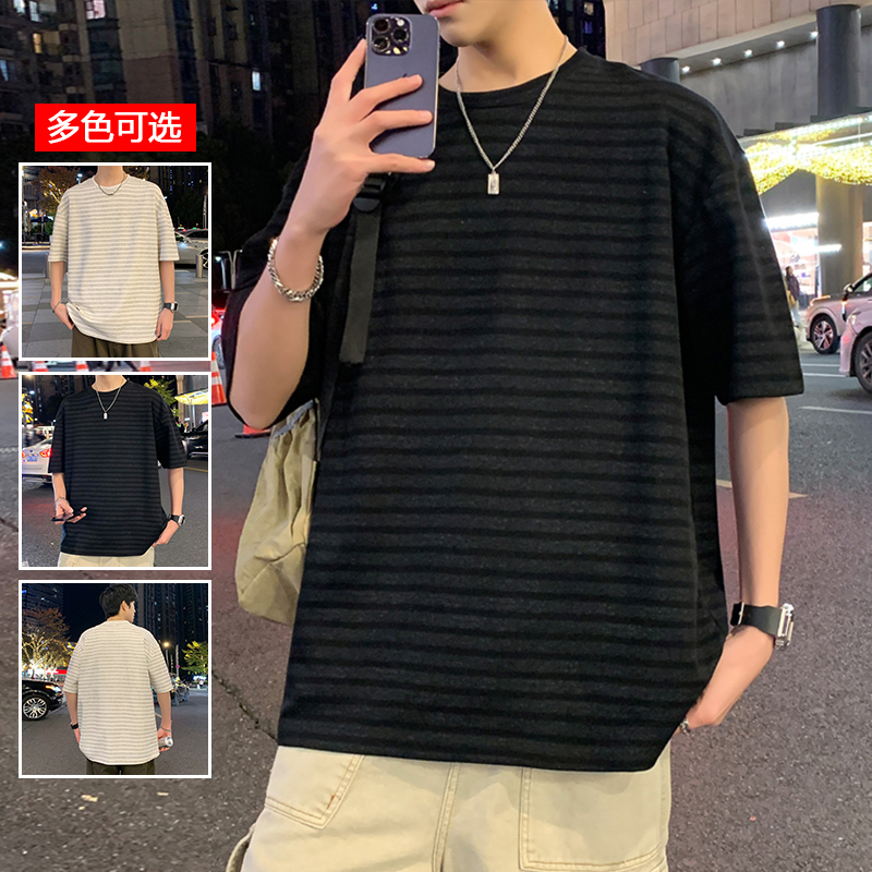 11714070.衣仕梵夏季新款男款基础款条纹百搭潮流短袖T恤【衣仕梵男装XJ】