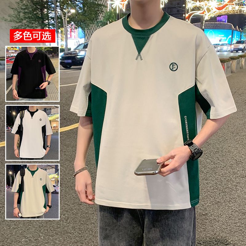 11714083.衣仕梵夏季新款男款拼接设计潮流百搭短袖T恤【衣仕梵男装XJ】