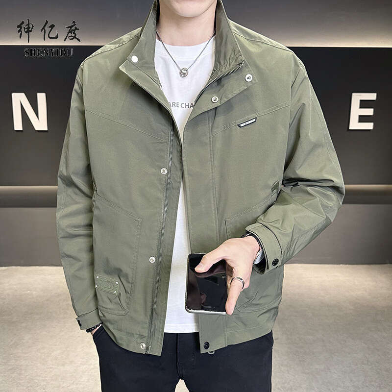 11719007.2025春装新款男士立领工装时尚潮流夹克外套
