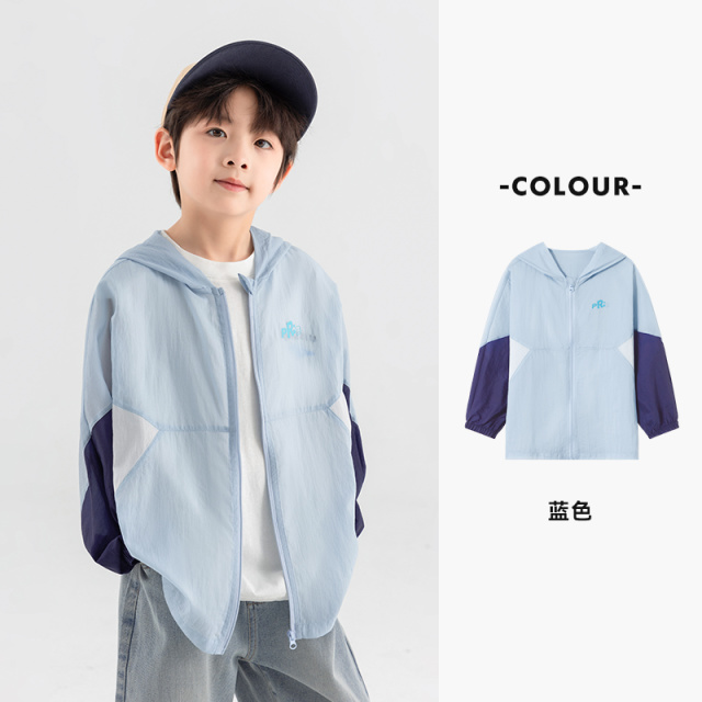 13309076.儿童2025夏季几何拼接轻薄外套男童休闲度假遮阳服中大童皮肤衣潮