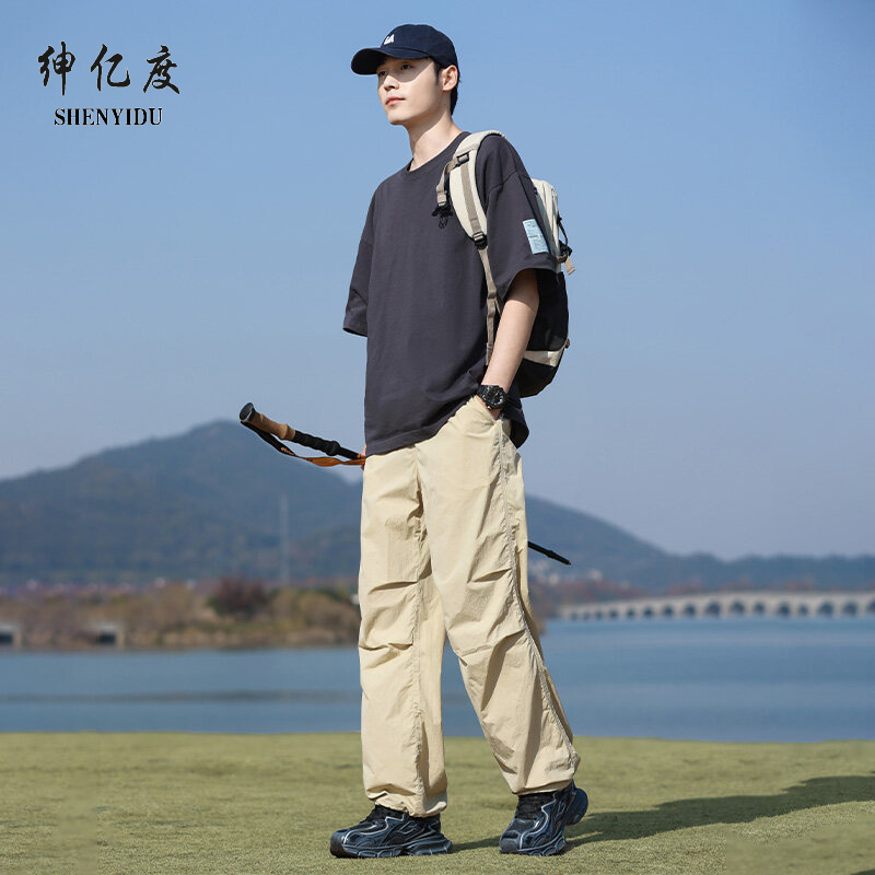 11731719.2025春夏新薄款高腰直筒阔腿伞兵裤爆款主推情侣运动裤A