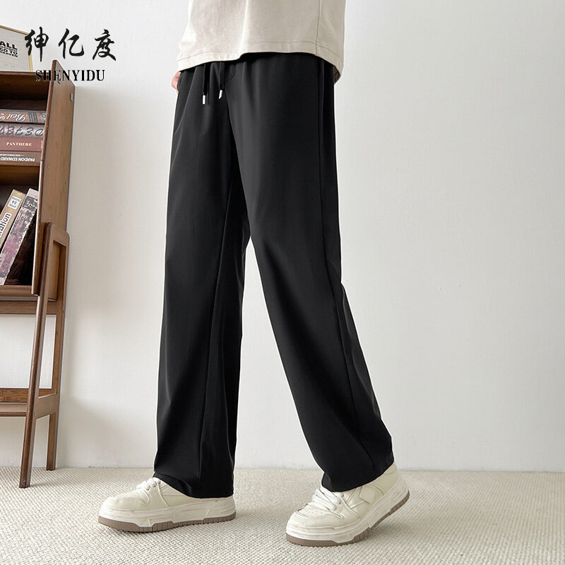 11731716.2025新款男士垂感直筒运动裤春夏潮流百搭弹力冰丝休闲裤
