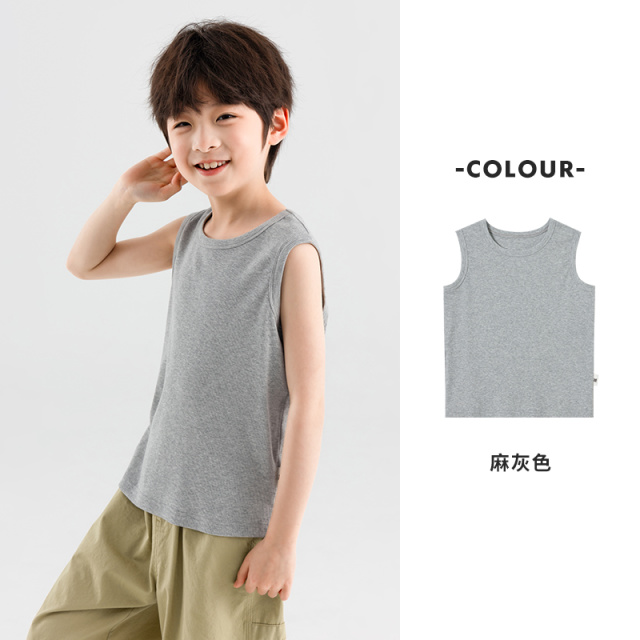 13309070.【优可丝面料】男童运动休闲背心夏季简约质感上衣儿童百搭无袖T