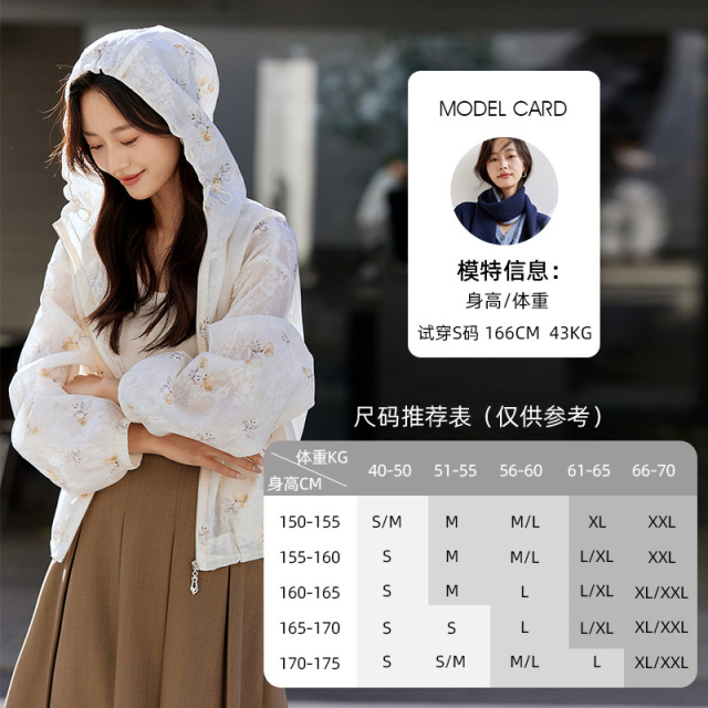 11732181.欧昵雪【时尚气质轻盈田园风开衫】清新浪漫感休闲连帽印花短外套女