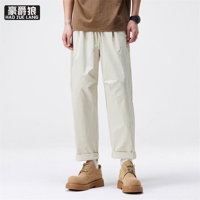 11739349.美式潮牌暗纹格裤子男士春夏新款户外运动宽松小直筒休闲长裤