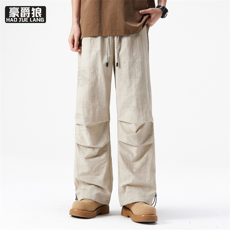 11739320.新款休闲裤男春秋季直筒宽松运动裤子男生百搭阔腿伞兵工装裤